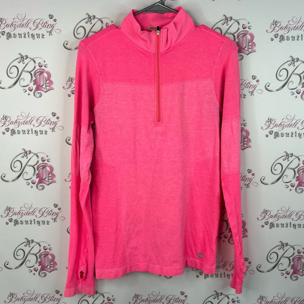 RBX half zip pull over neon pink Women's Bright Pink Quarter-Zip Sweatshirt